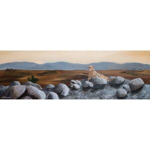 CHEETAH AT DAWN - original acrylic on canvas painting